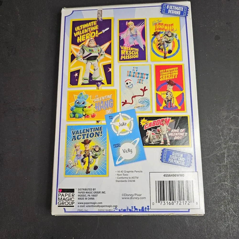 NIB Toy Story 4 Valentines 16 Pencils Paper Magic Group